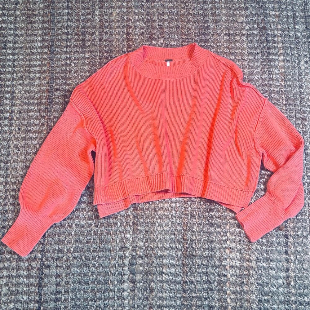 Free People Women's Easy Street Crop Pullover- Guava Juice- S